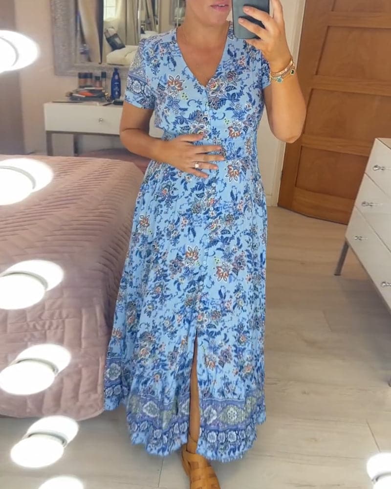LD | Bloemige bohemien maxi jurk