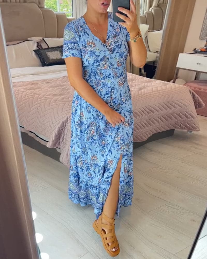 LD | Bloemige bohemien maxi jurk