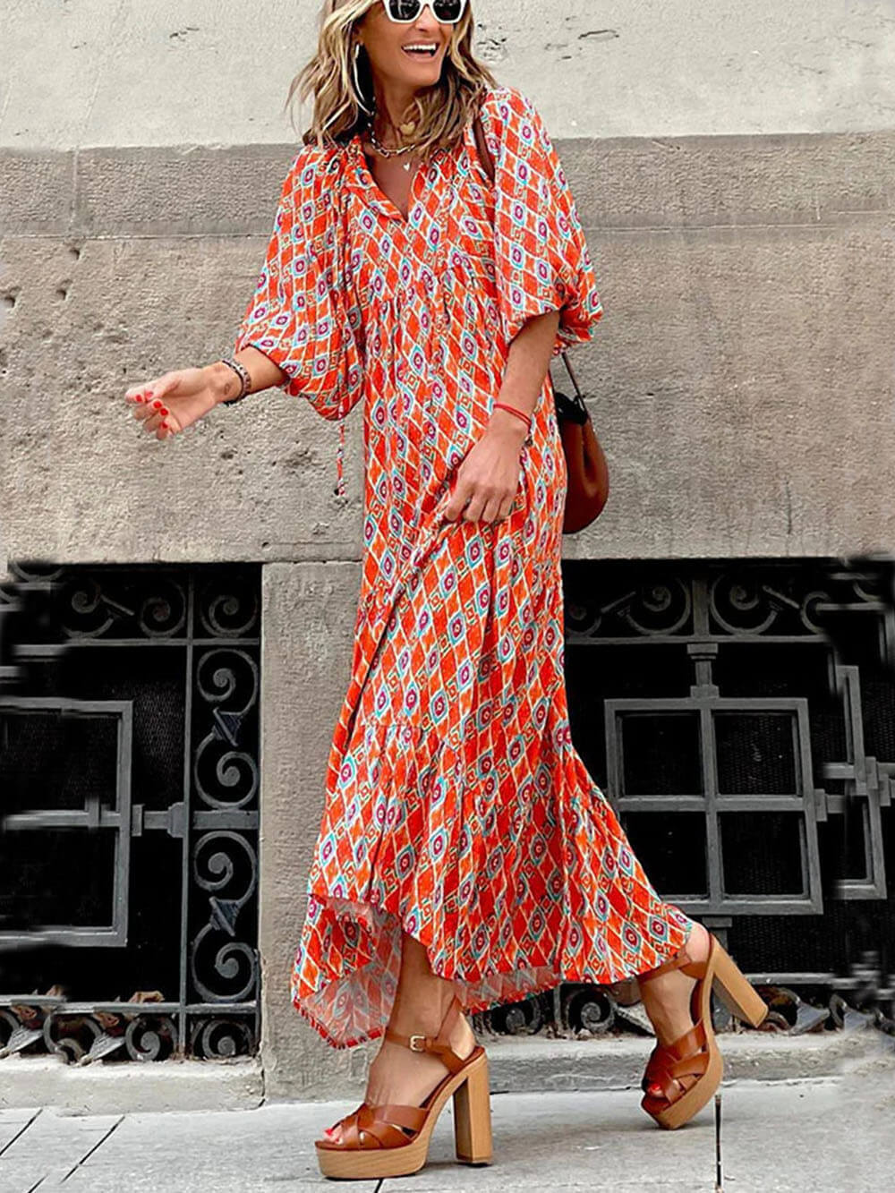 LD Bohème Gedrukte Maxi Dress