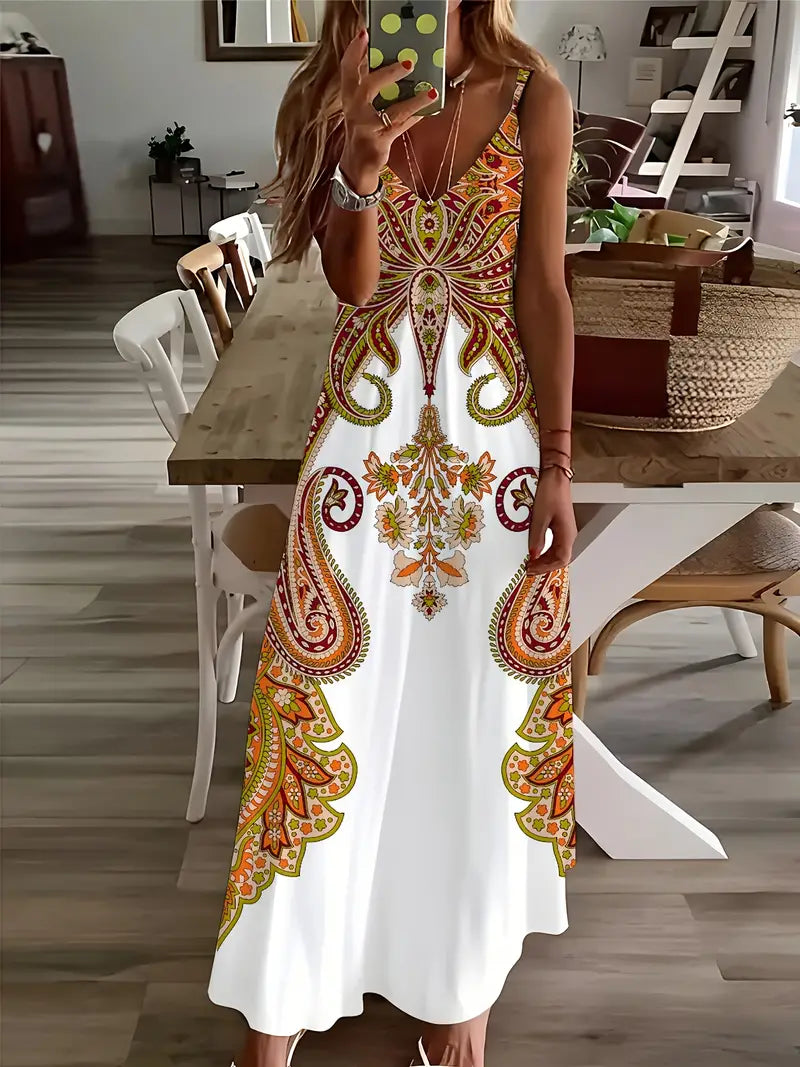 LD | Maxi jurk met V-hals en bloemenprint