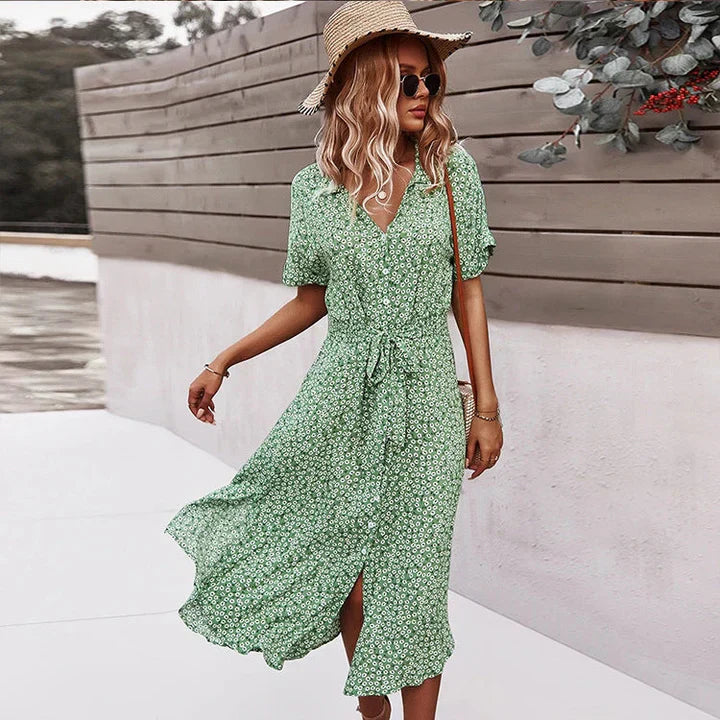 LD | chique dames midi-jurk met knopen