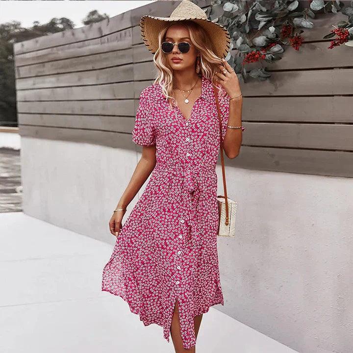 LD | chique dames midi-jurk met knopen