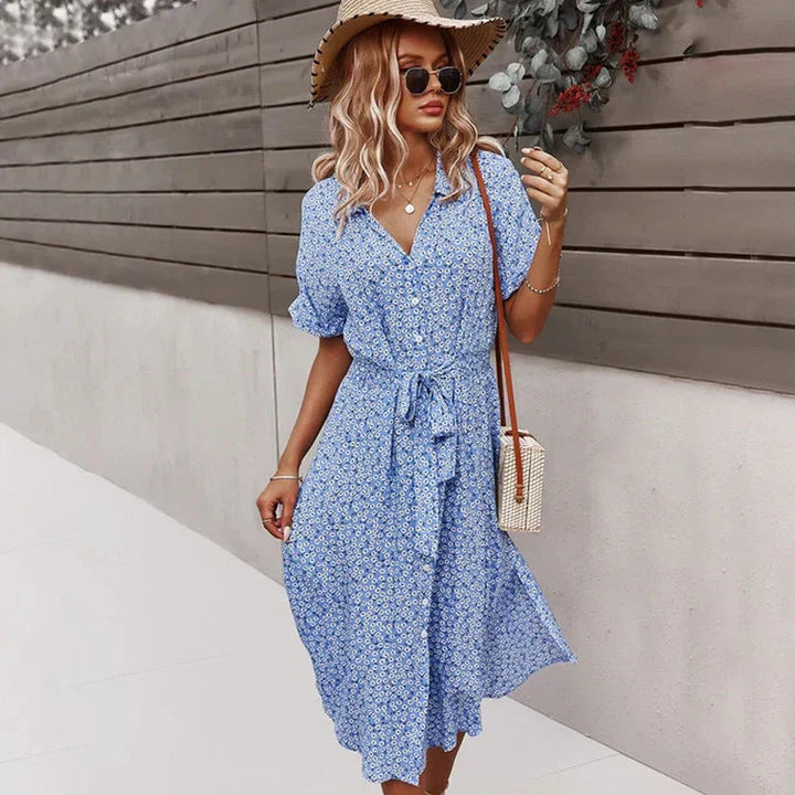LD | chique dames midi-jurk met knopen