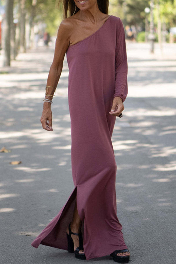 LD | Side To Side One Shoulder Statement Maxi Dress