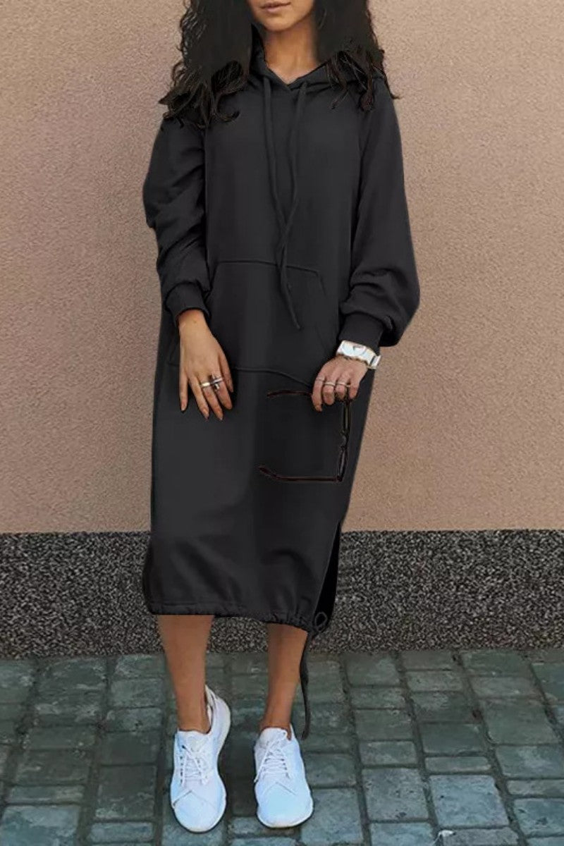 LD | Casual sweatshirt midi-jurk met capuchon