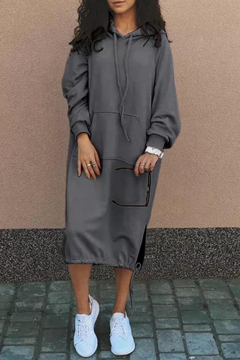 LD | Casual sweatshirt midi-jurk met capuchon