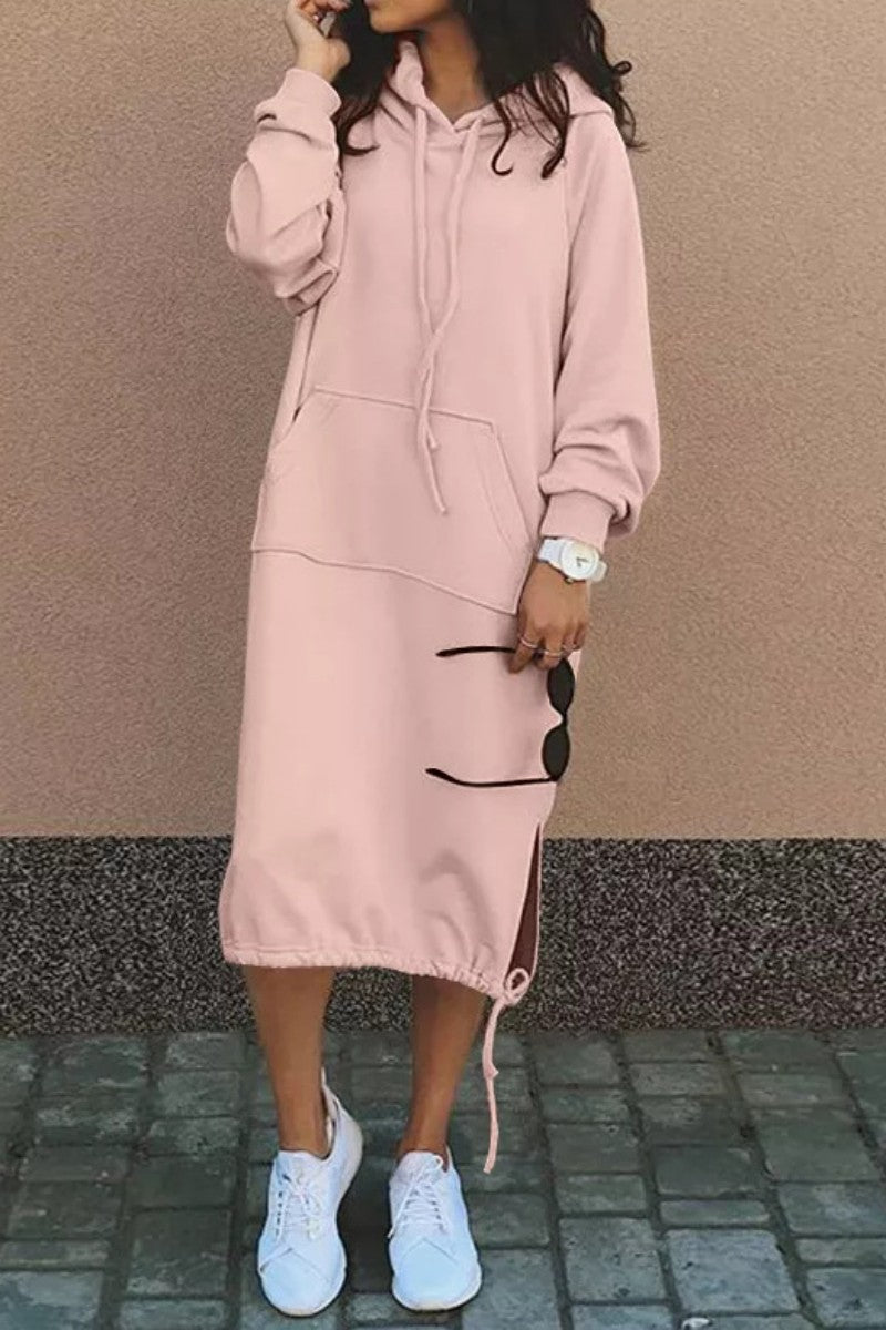 LD | Casual sweatshirt midi-jurk met capuchon