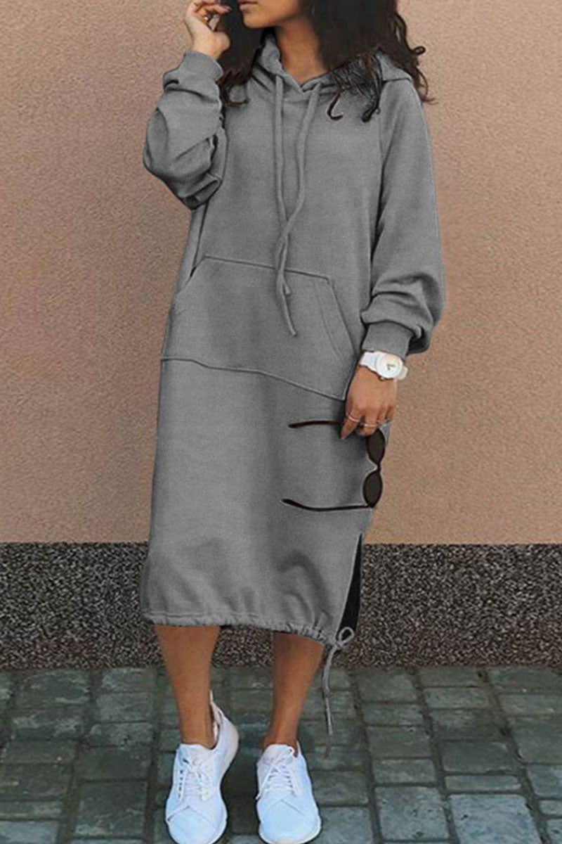 LD | Casual sweatshirt midi-jurk met capuchon