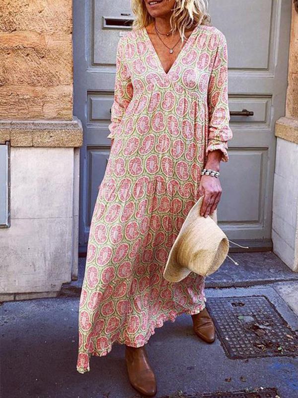 LD patchworkjurk met print en V-halslijn