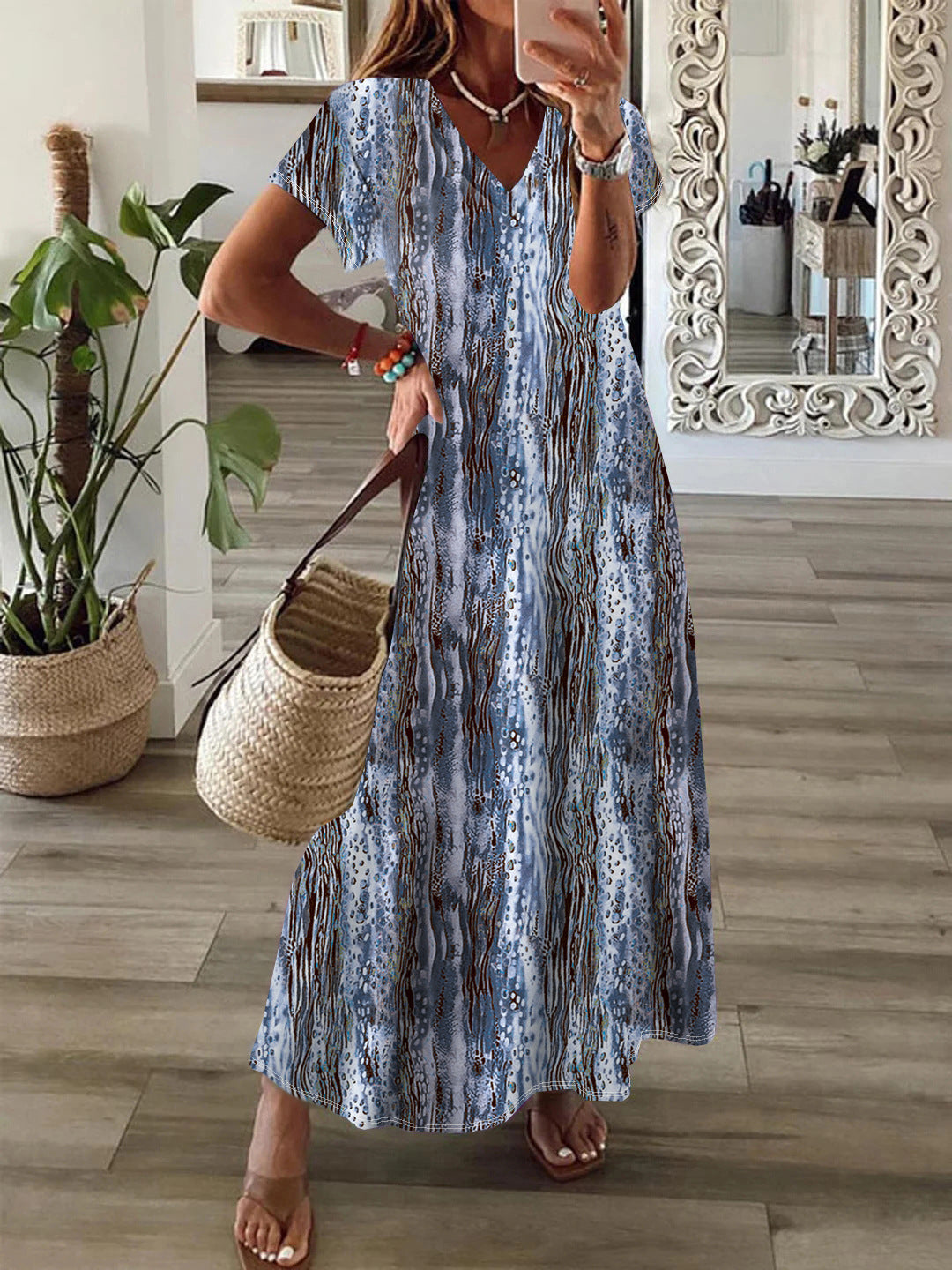 LD | Trendy jurk met Simian print en oversized zoom voor dames