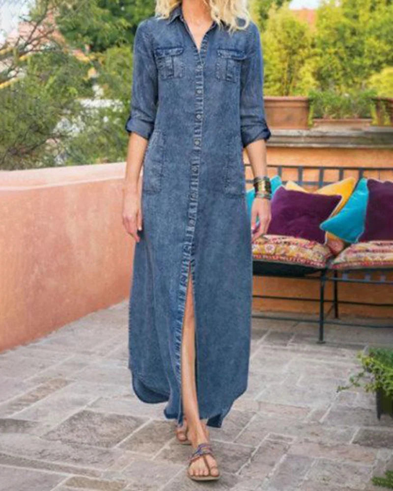 LD | veelzijdige maxi-jurk met lange mouwen voor casual en nette gelegenheden