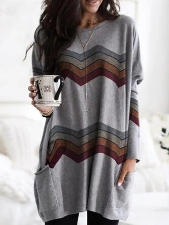 LD | Relaxte trui met chevronprint