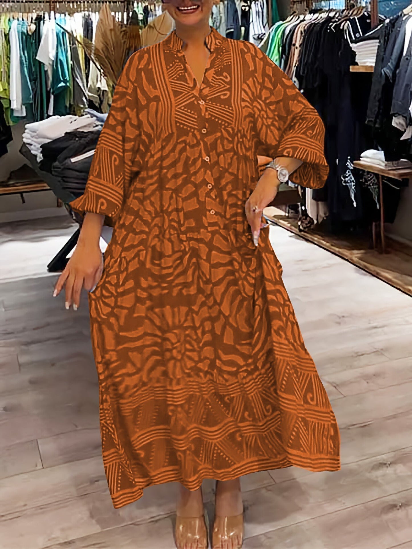 LD | Moeiteloze midi-jurk met V-halslijn