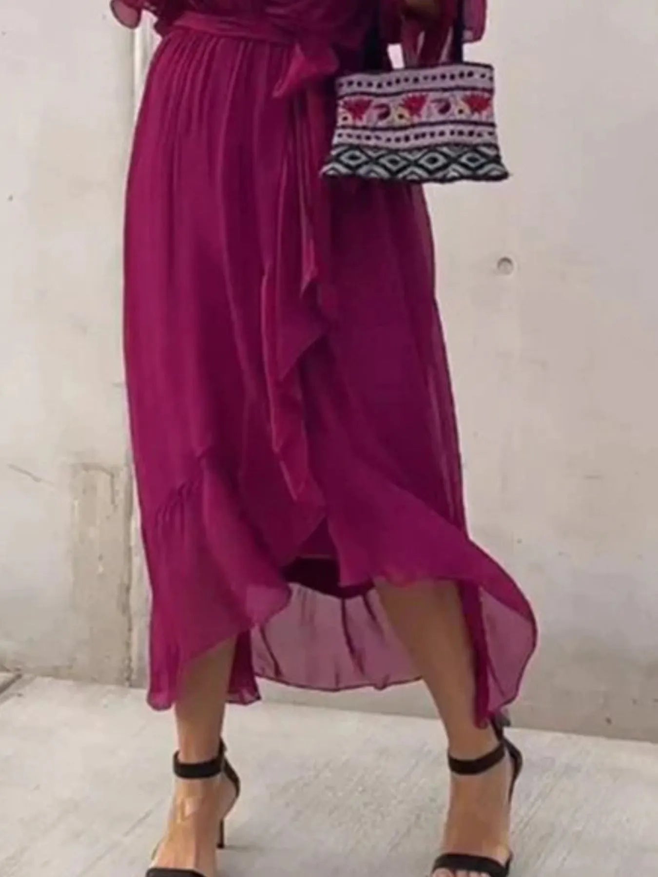 LD Full Size Soepel vallende Midi-jurk met fladdermouwen Plus Size