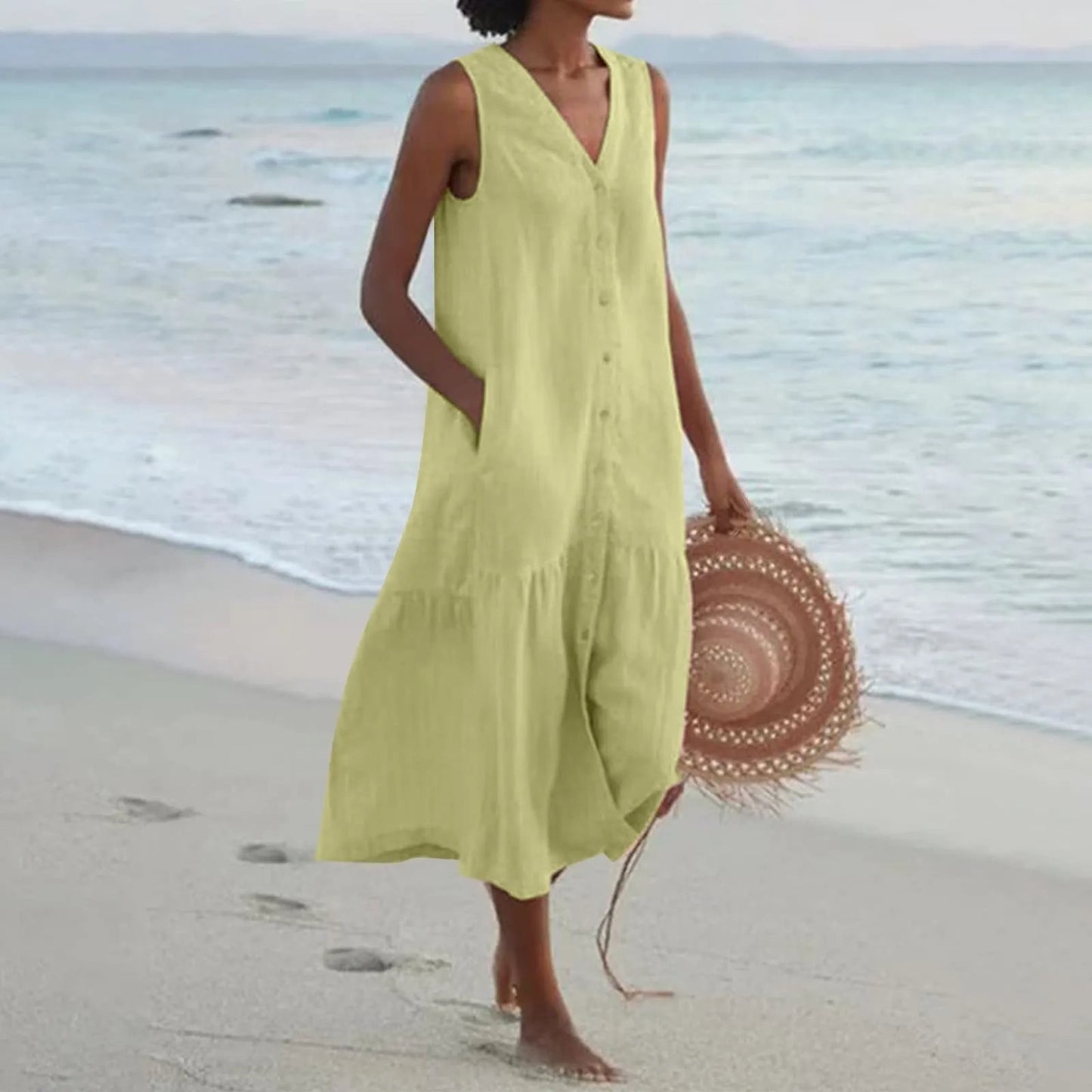 LD | elegante zomer midi-jurk voor vrouwen