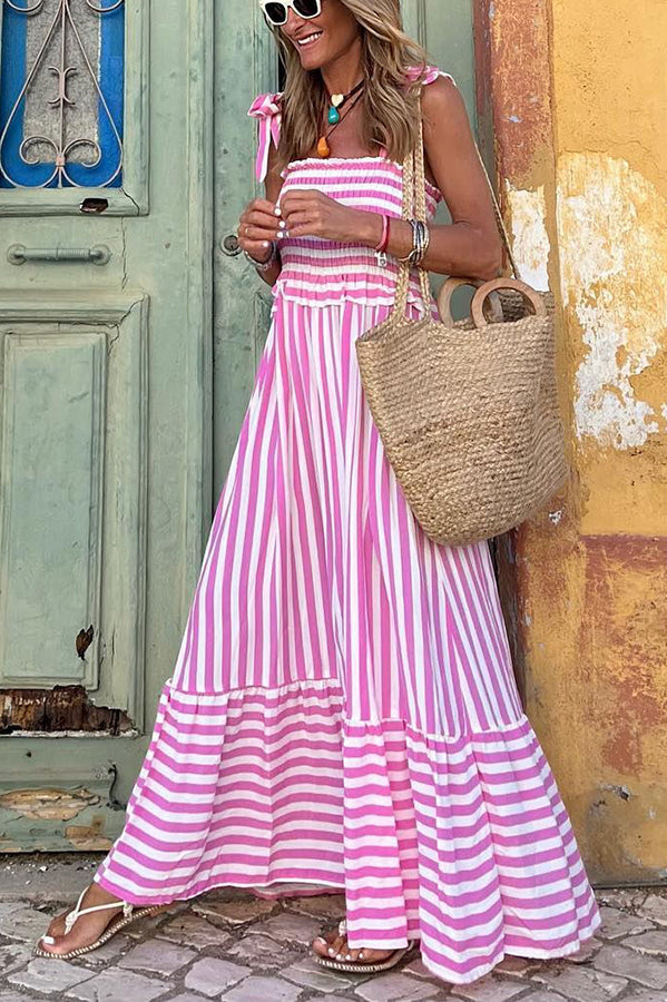 LD | What A Dream Gestreepte maxi jurk met dinerjassen