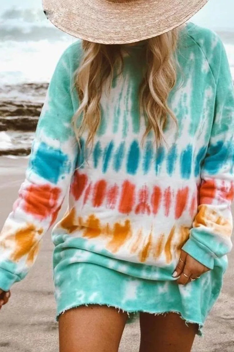 LD | Florcoo Tie-dye blauw mini jurkje (4 kleuren)