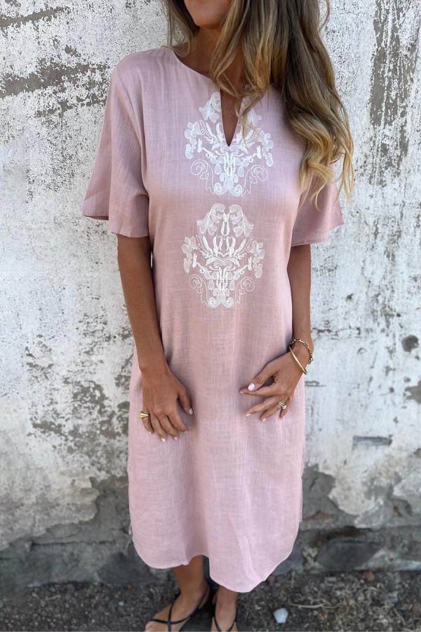 LD | Bohemian Linnen Losse Midi Jurk