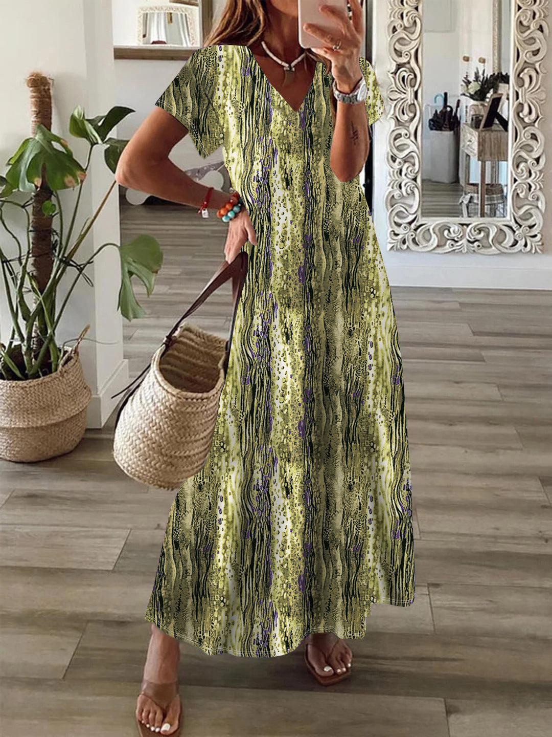LD | Trendy jurk met Simian print en oversized zoom voor dames
