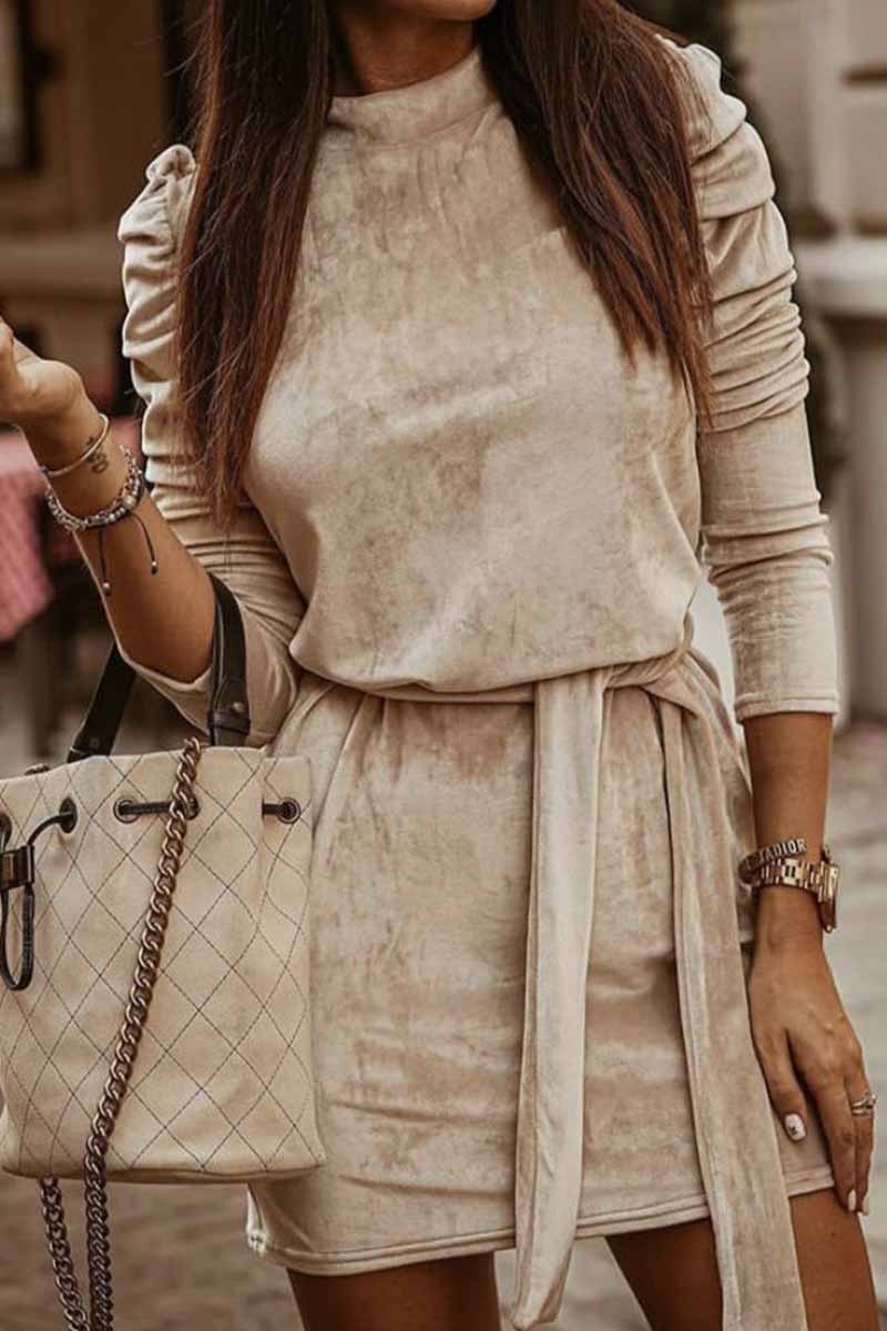LD Casual Sexy Lange Mouw Mini Jurk (4 Kleuren)