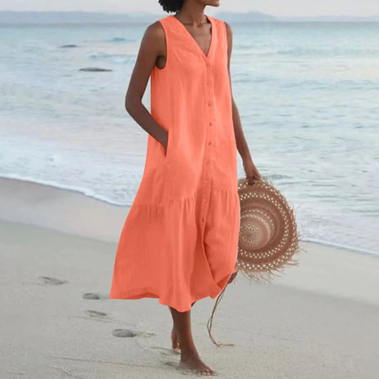 LD | elegante zomer midi-jurk voor vrouwen