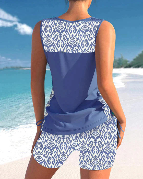 LD | Tankini met tribalprint en gekruiste details