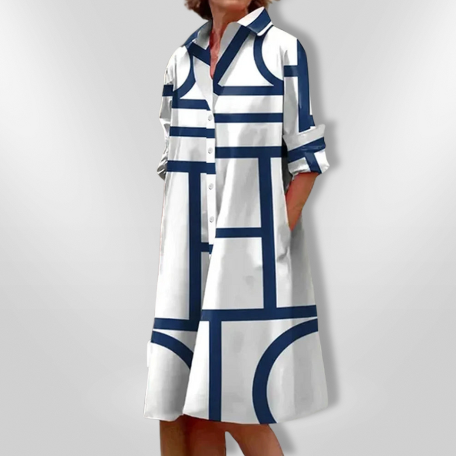 LD | Casual midi-jurk met zakken en knoop