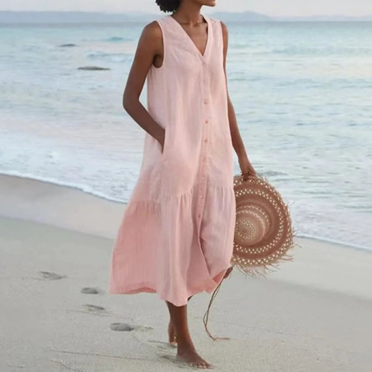 LD | elegante zomer midi-jurk voor vrouwen