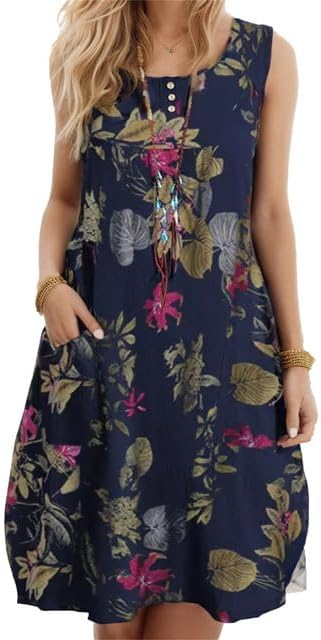 LD | Florale katoenen midi jurk met vintage look