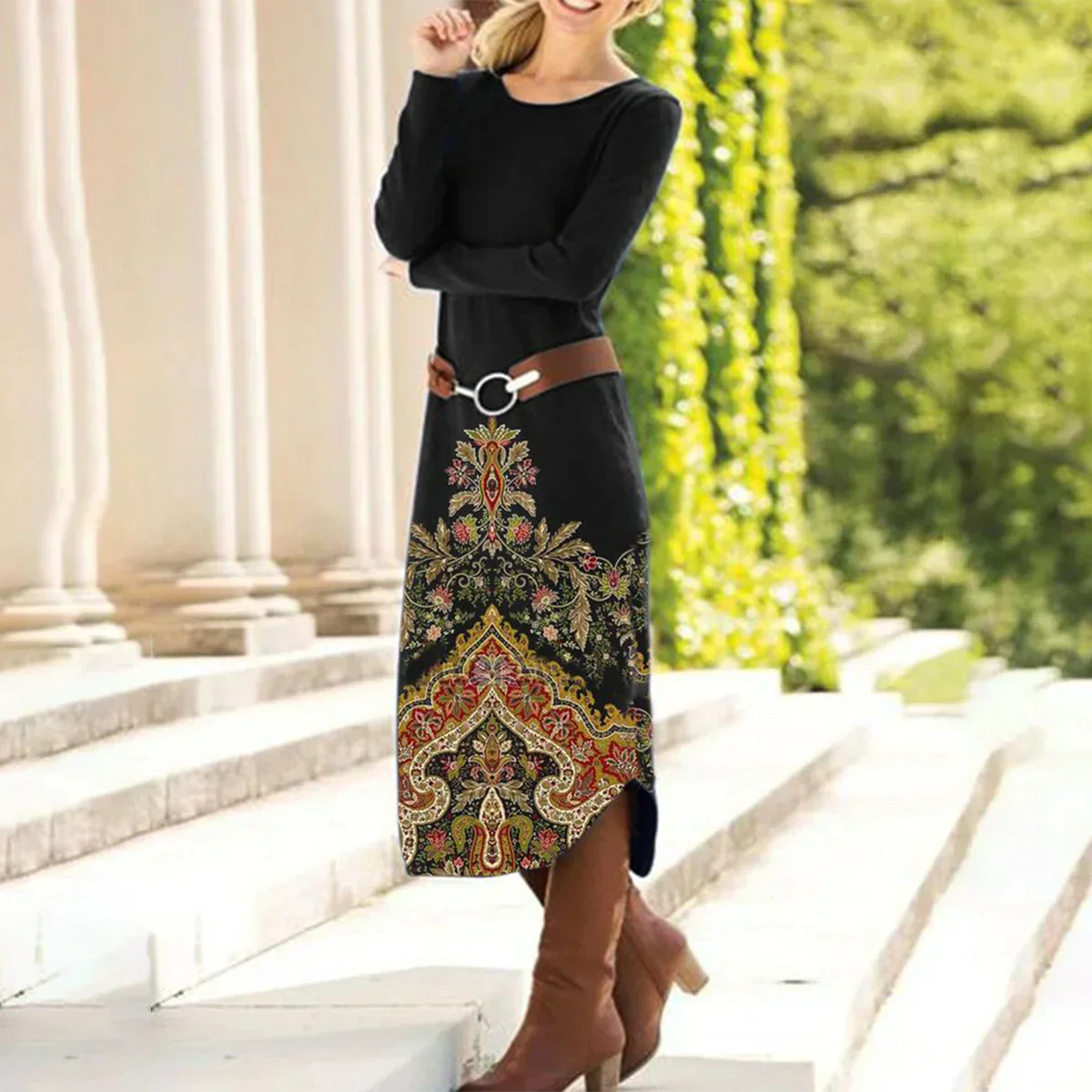 LD | BohoZwarte midi-jurk