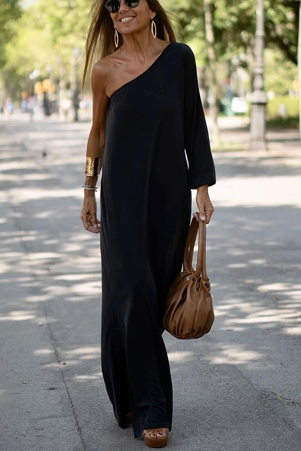 LD | Side To Side One Shoulder Statement Maxi Dress