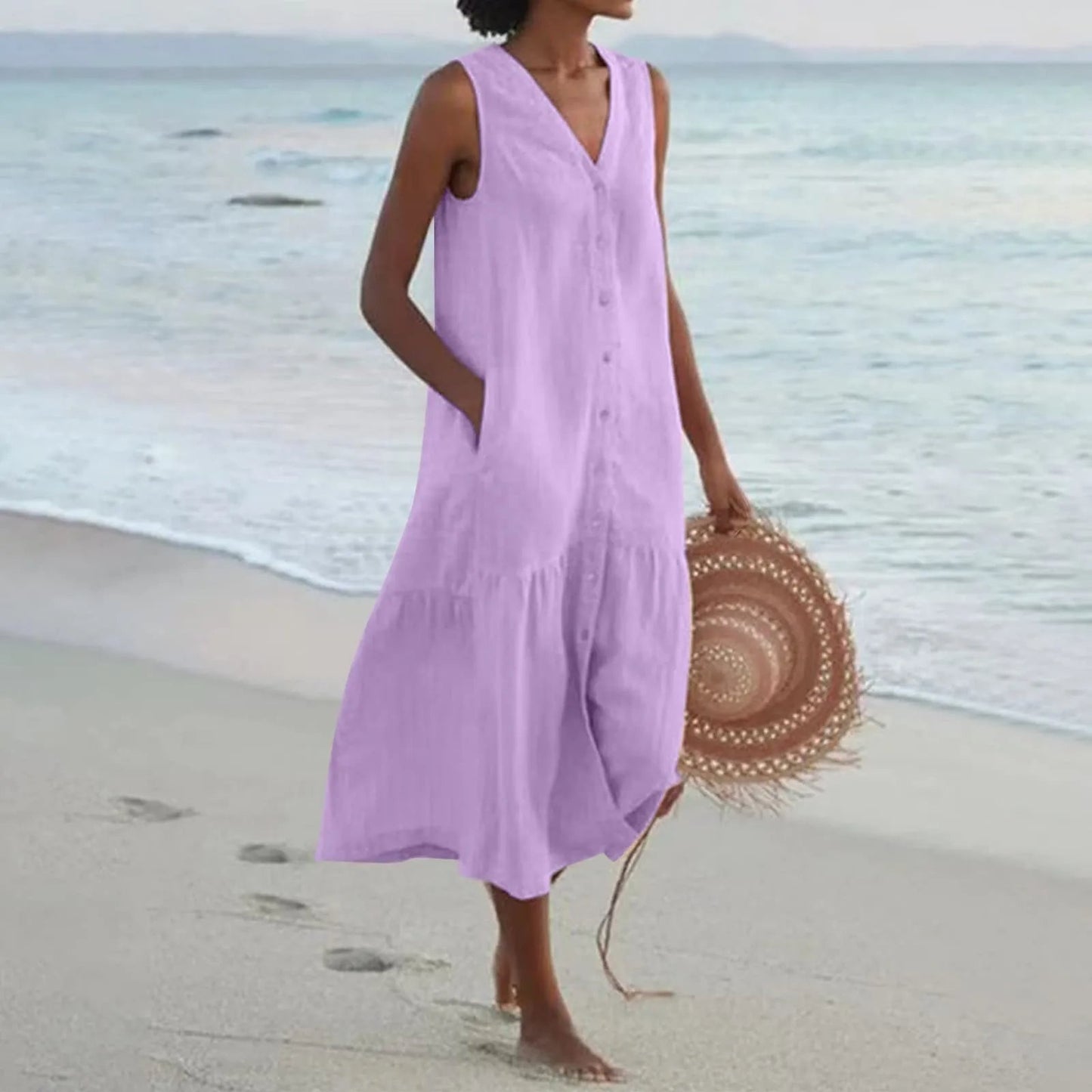 LD | elegante zomer midi-jurk voor vrouwen