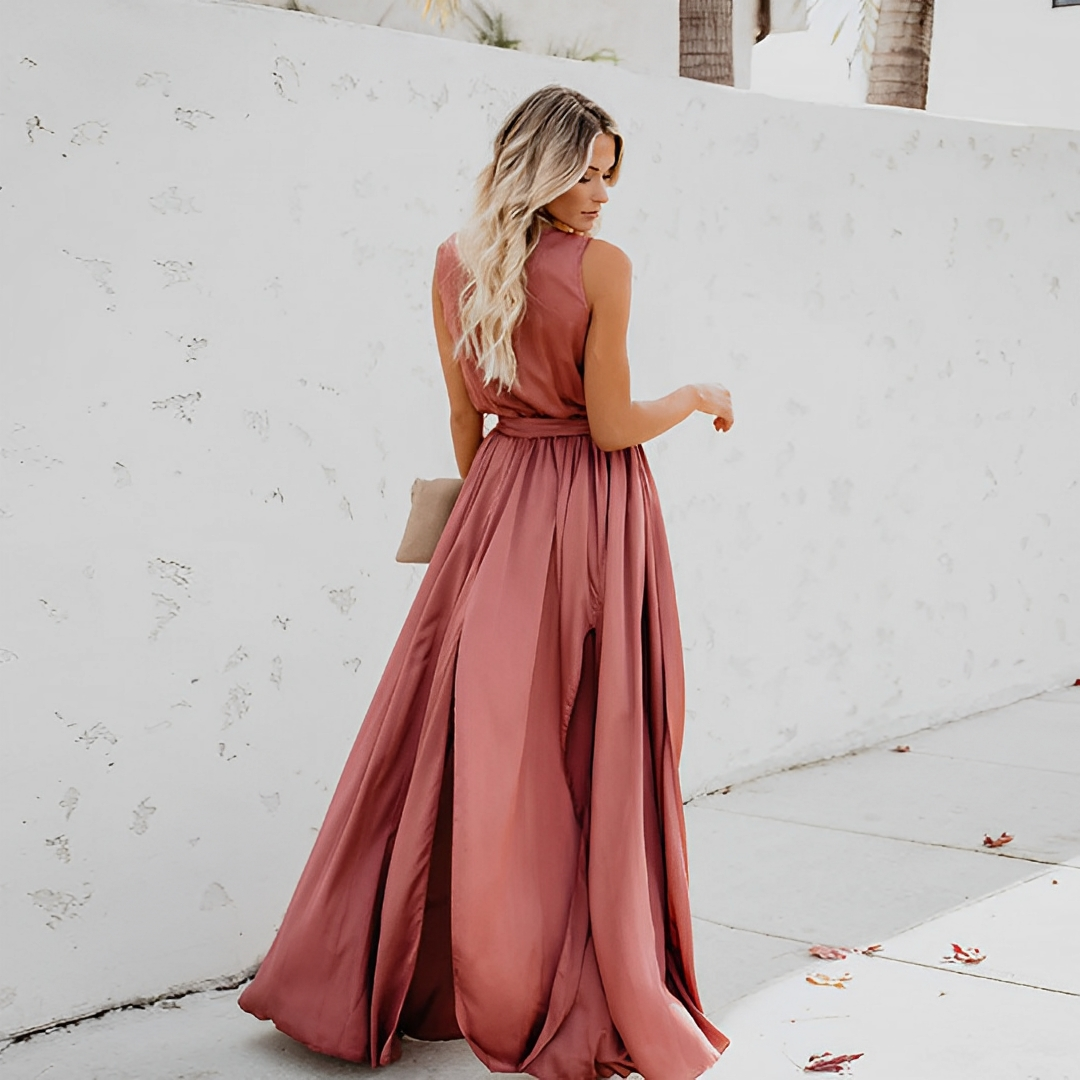 LD | Elegante maxi jurk met ceintuur voor speciale gelegenheden