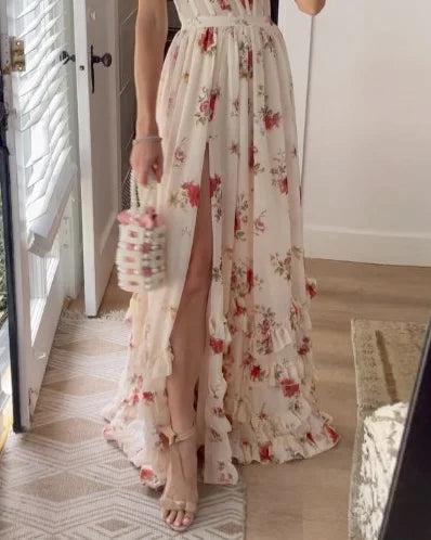LD | Elegante gebloemde maxi jurk