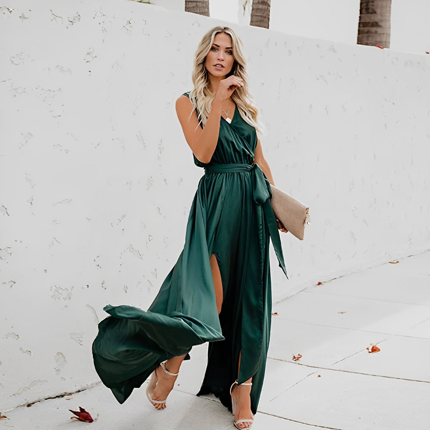 LD | Elegante maxi jurk met ceintuur voor speciale gelegenheden