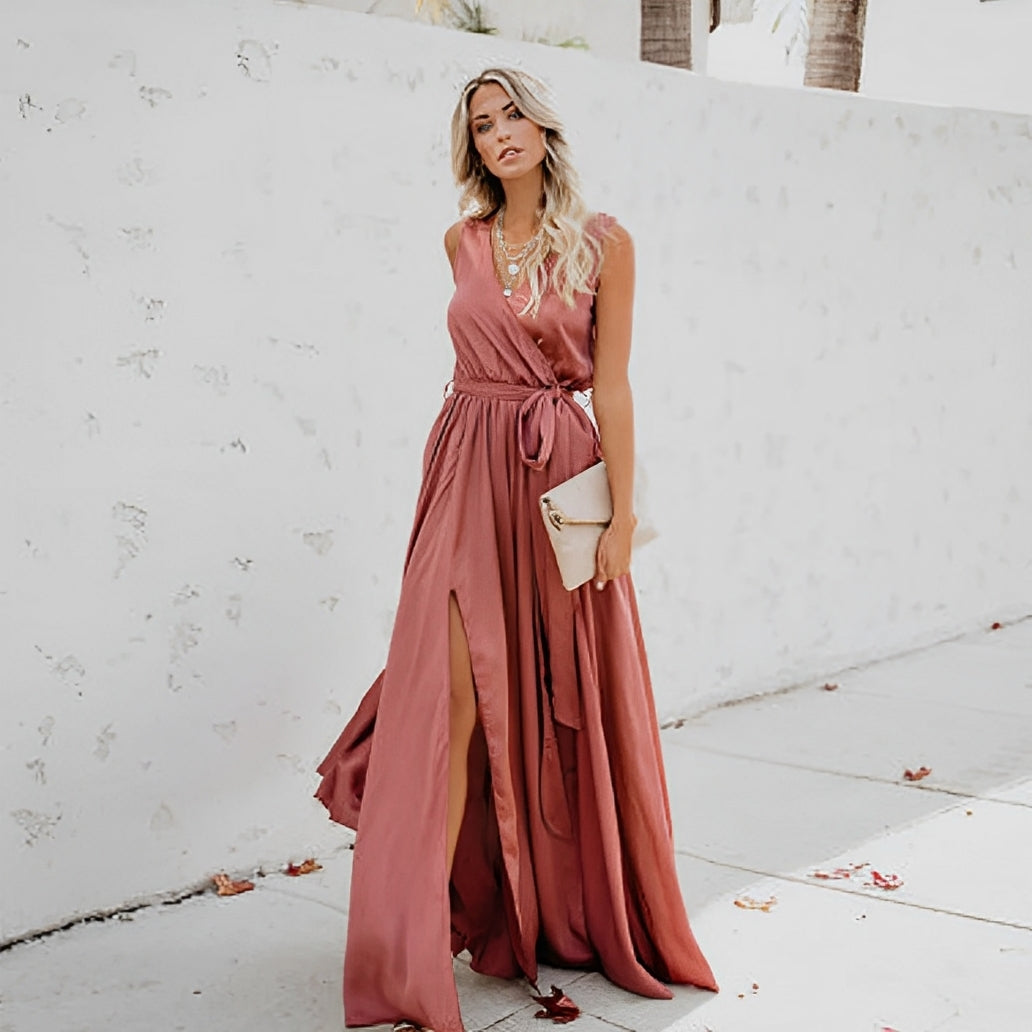 LD | Elegante maxi jurk met ceintuur voor speciale gelegenheden
