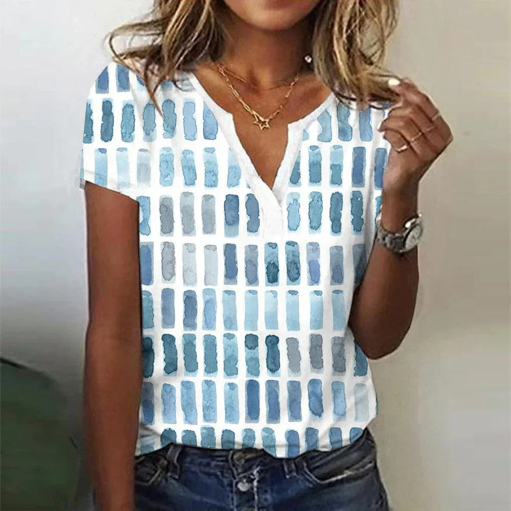 LD | Blauw patroon korte mouw