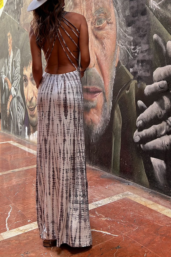 LD | Modern Day Tie-dye Print Rug Stretch Maxi Dress