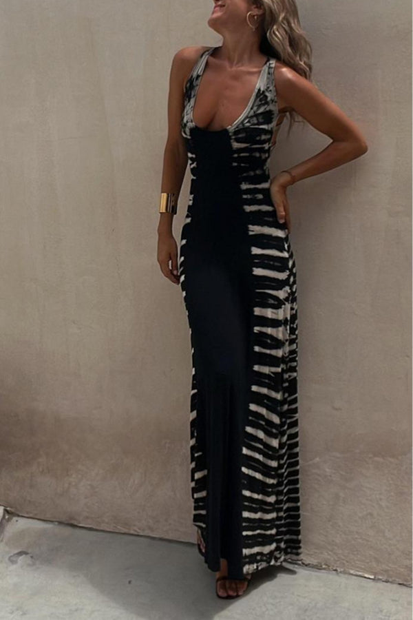 LD | Starry Sky Maxi-jurk met stretch-rugprint