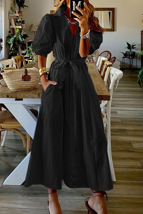 LD Vintage midi-jurk met zakoverhemd