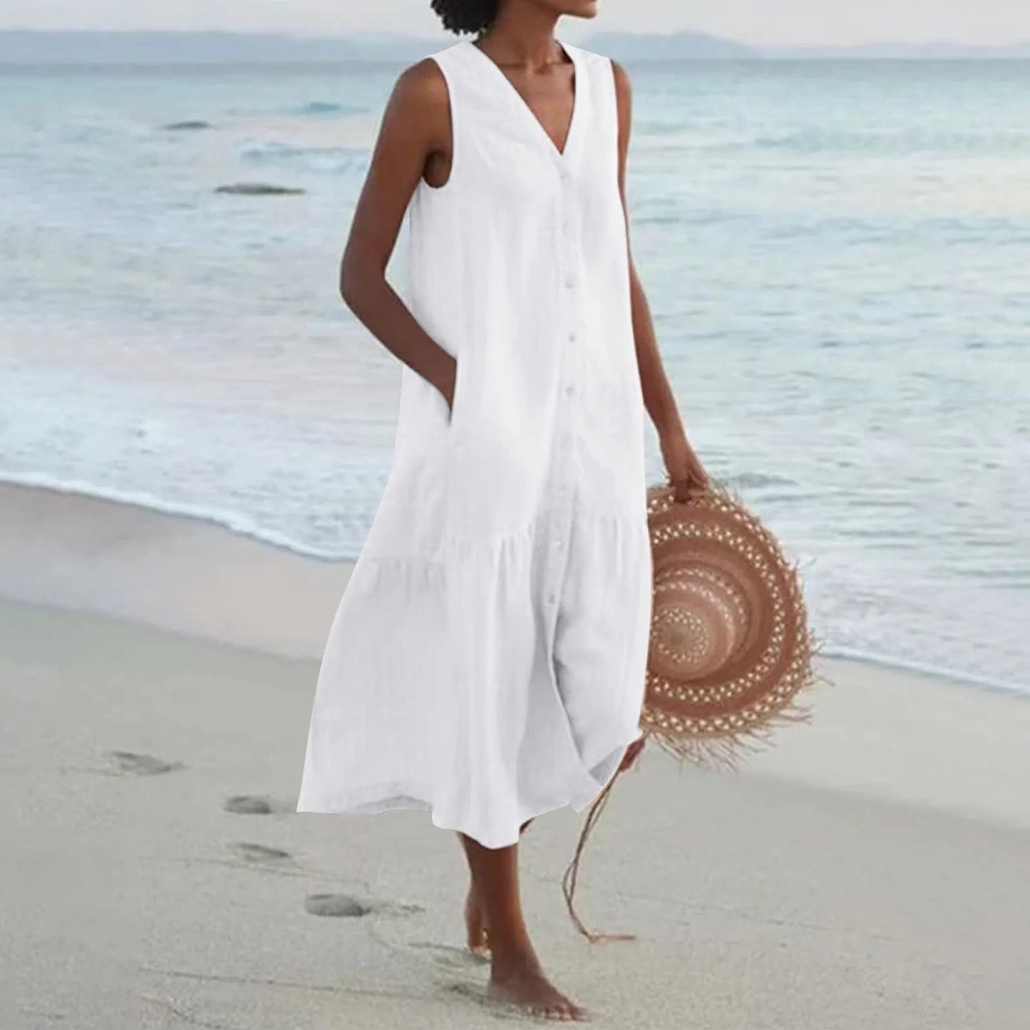 LD | elegante zomer midi-jurk voor vrouwen