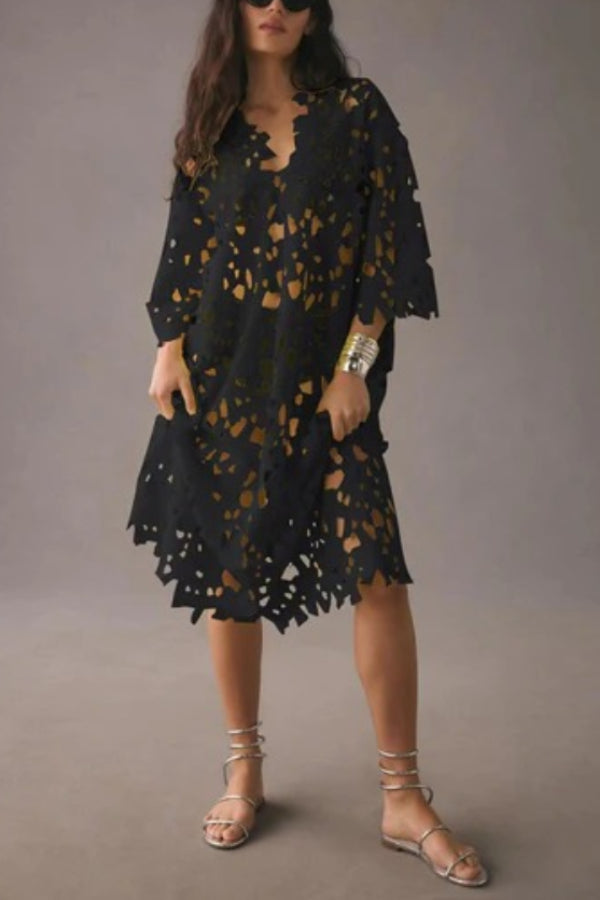 LD | I Belong Here Floral Eyelet Lace Cover Up Beach Midi Dress