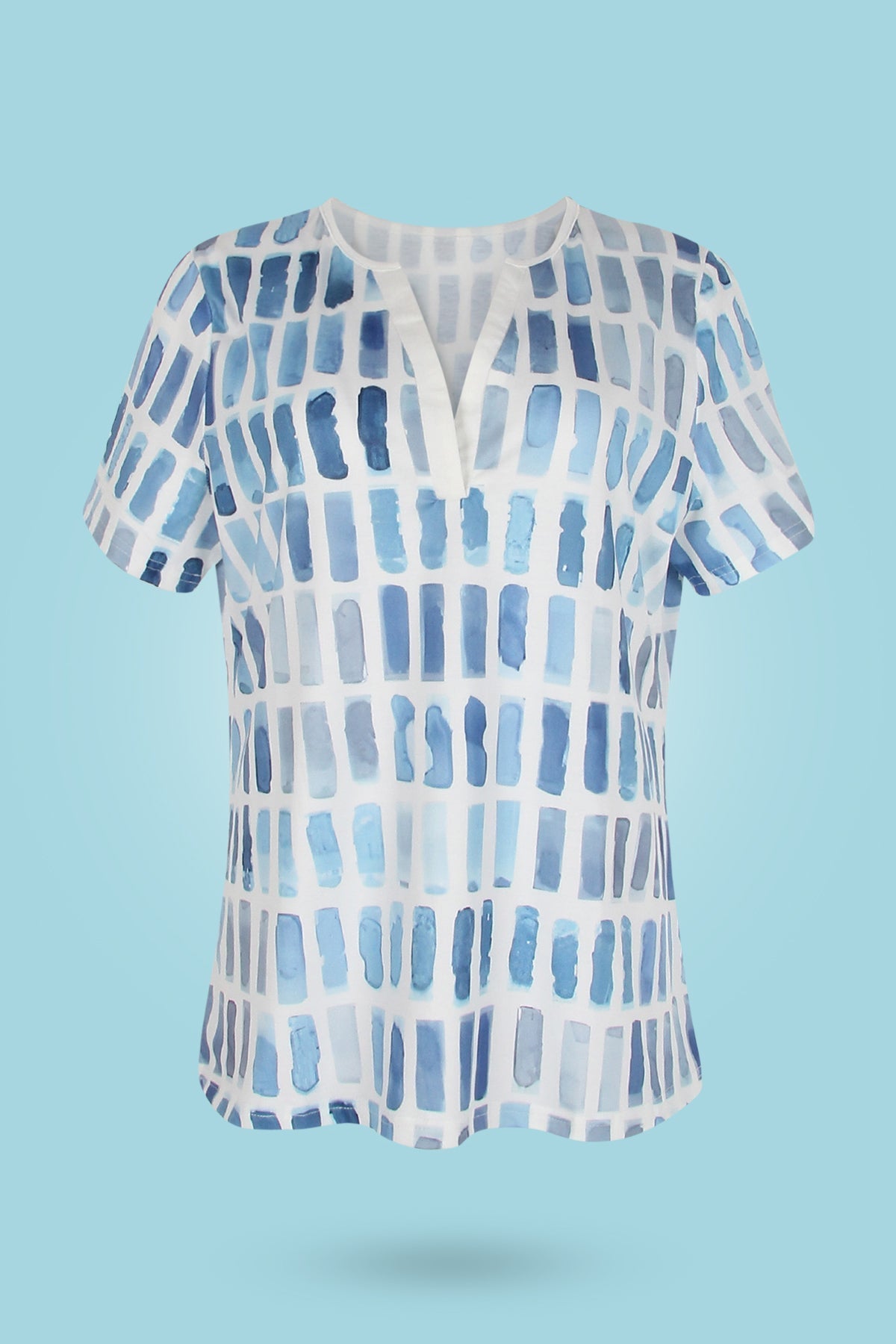 LD | Blauw patroon korte mouw
