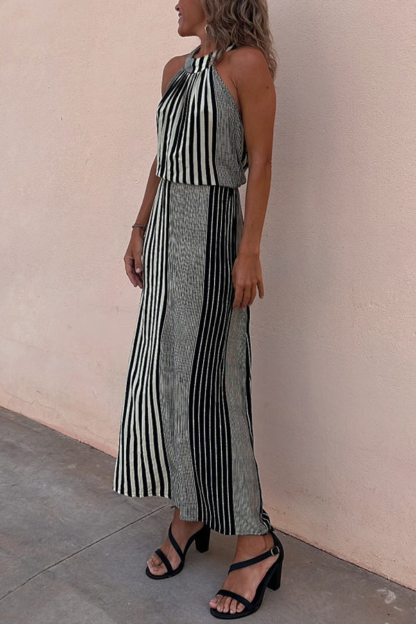 LD | One More Chance Gestreepte midi-jurk met verstelbare taille