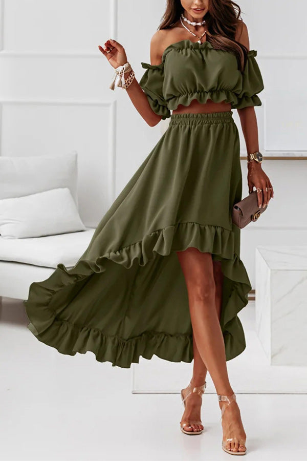 LD | Off-the-shoulder midi-jurk pak