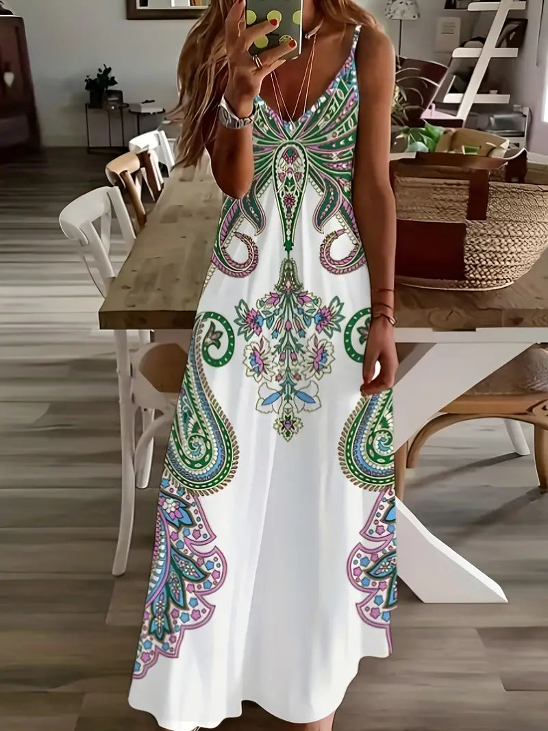 LD | Maxi jurk met V-hals en bloemenprint