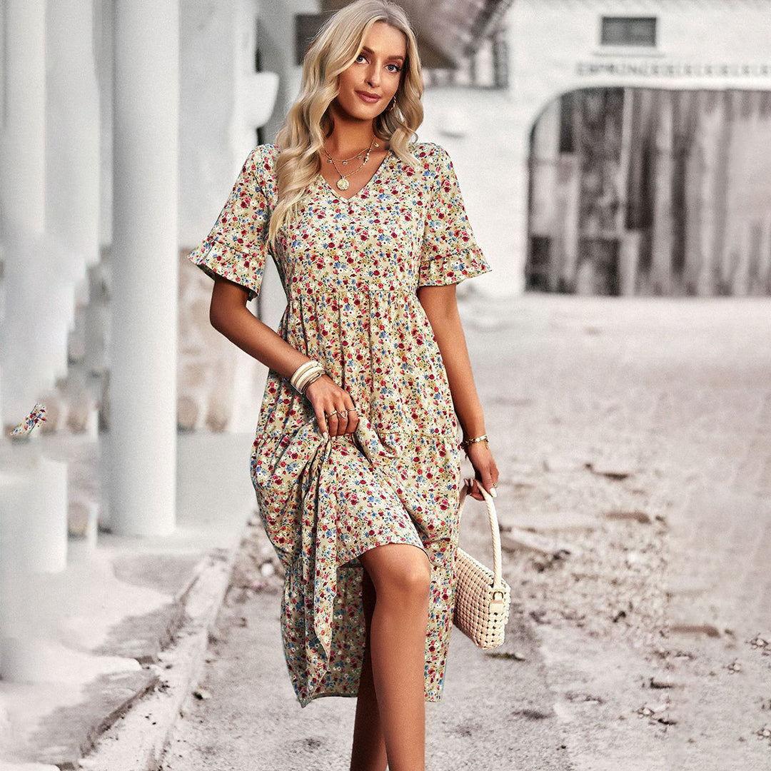 LD | Elegante midi-jurk met bloemen