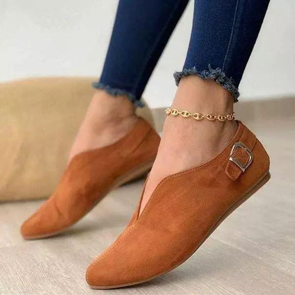 LD | Chique suède flatjes met elegant gespdetail