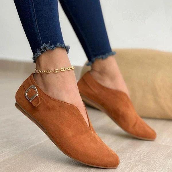 LD | Chique suède flatjes met elegant gespdetail
