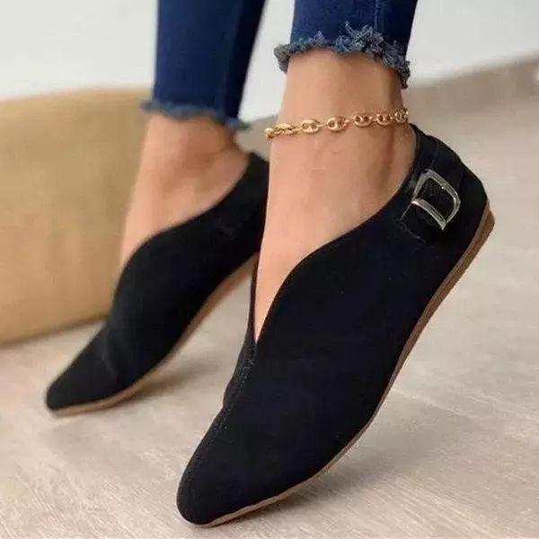 LD | Chique suède flatjes met elegant gespdetail